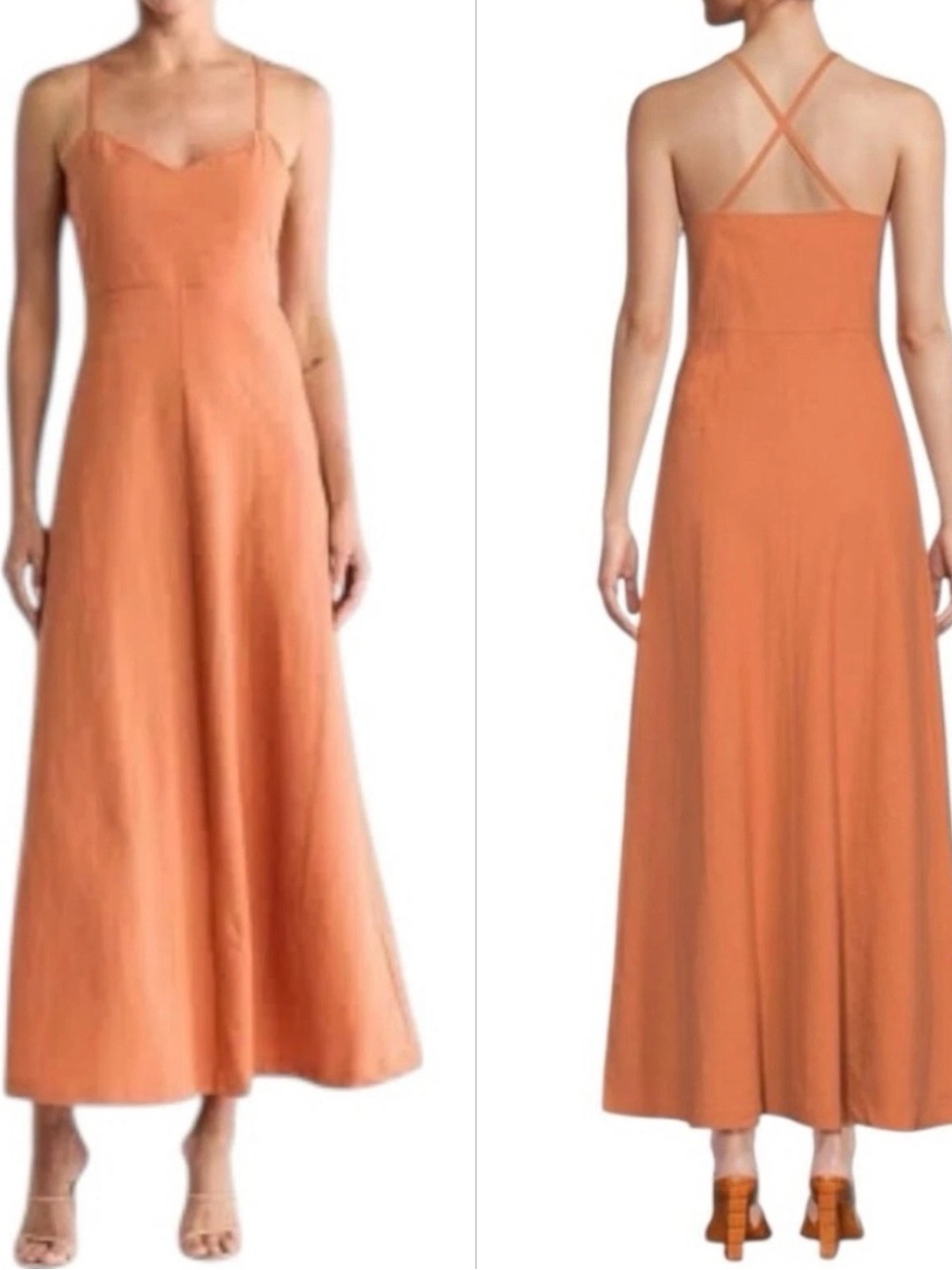 Theory Haranna crossback linen blend maxi dress orange terracotta size 0 🧡